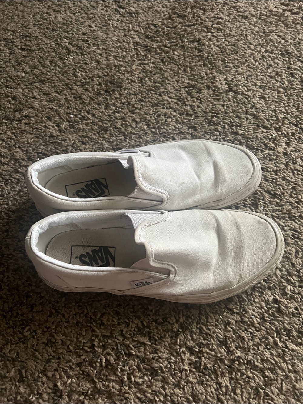 Vans White Slip-On Canvas Sneakers